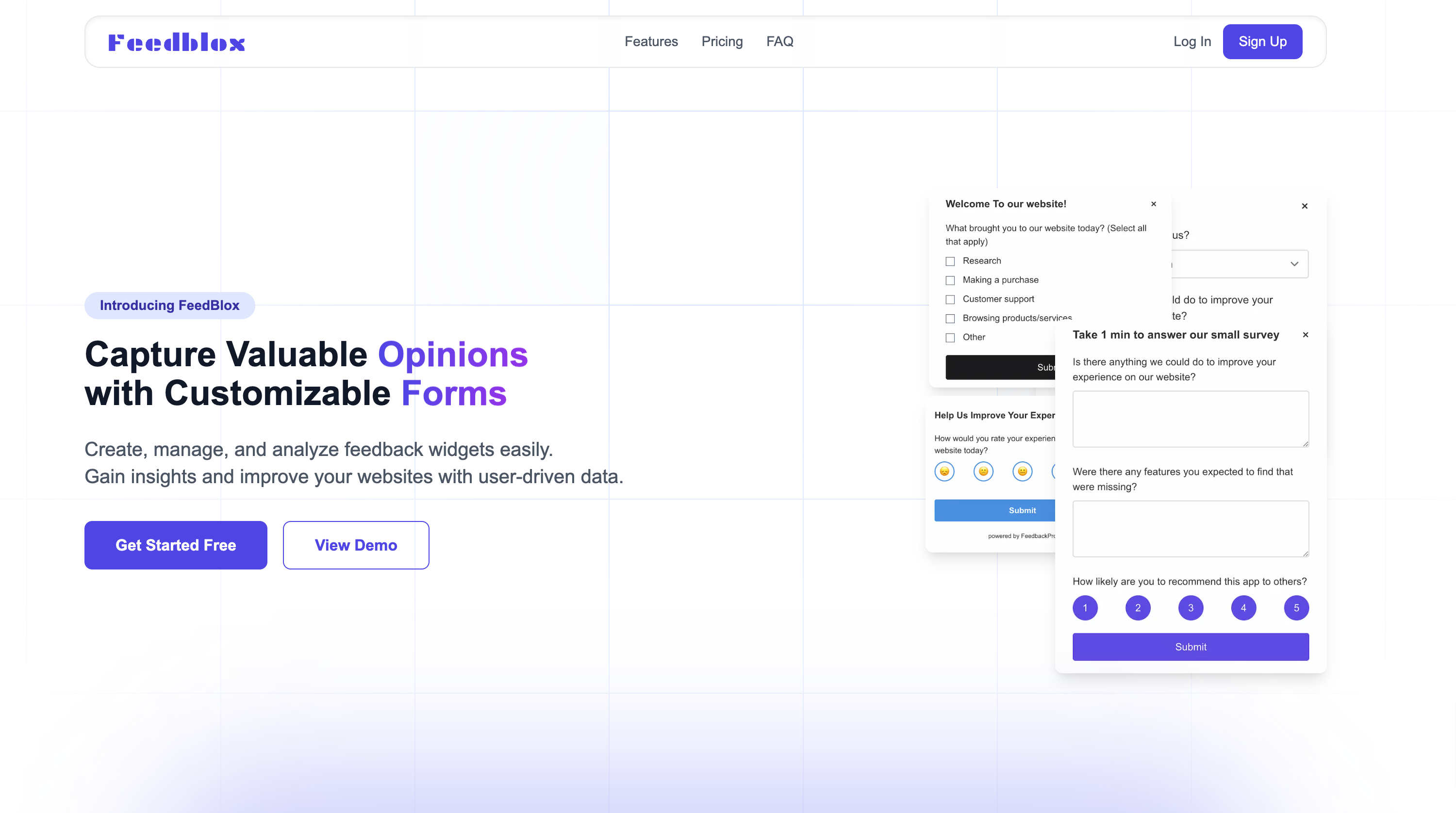 وسائط Feedblox - التقاط رؤى المستخدم مع واجهة واجهة مستخدم وصفحات المسح المدمجة 1