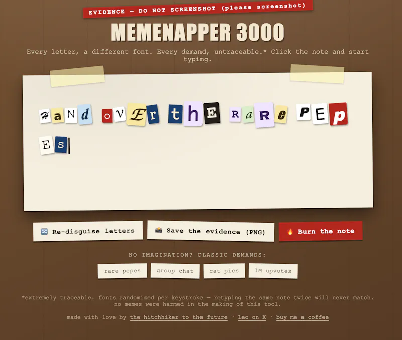MemeNapper 3000 — Ransom Note Generator screenshot 2