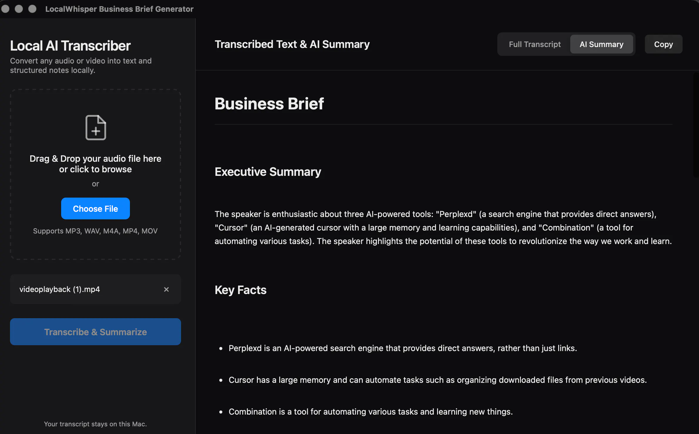 LocalWhisper | Transcriber & Summarizer gallery image