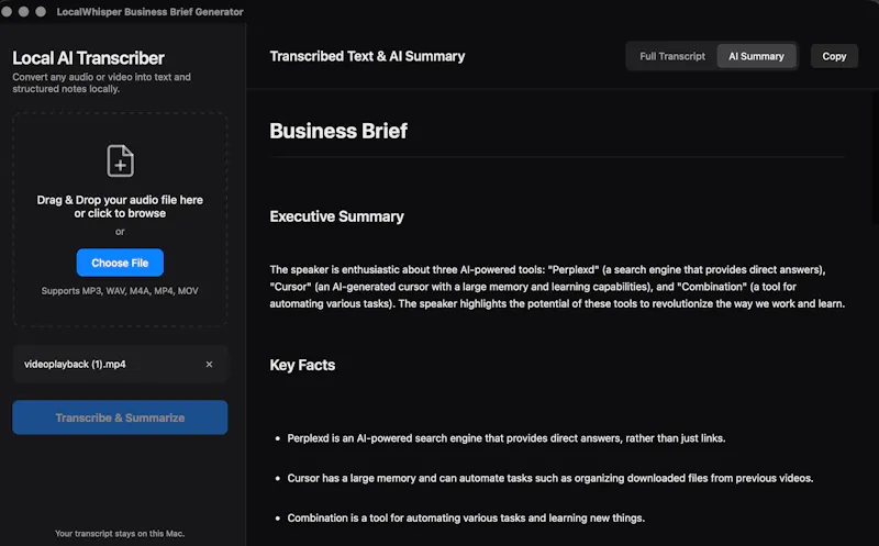 LocalWhisper | Transcriber & Summarizer screenshot 3