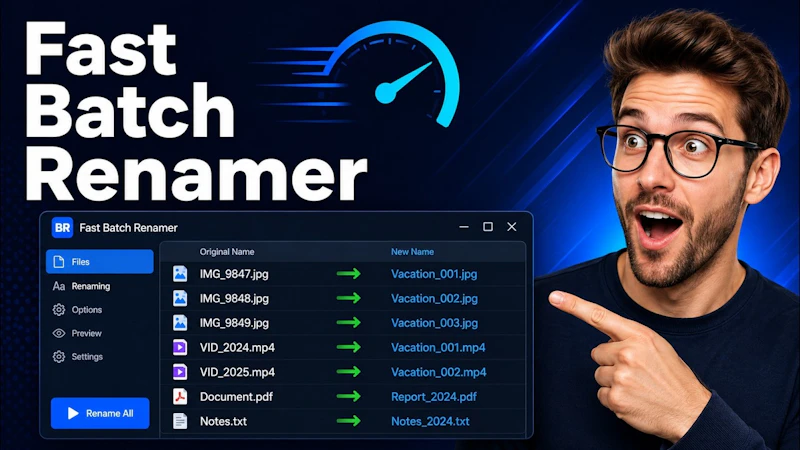 Fast Batch Renamer screenshot 1 (video preview)