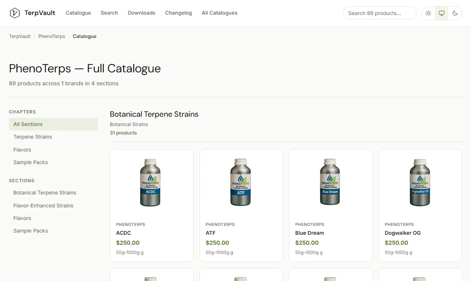 Terpene Supplier Catalogues — TerpVault screenshot 4