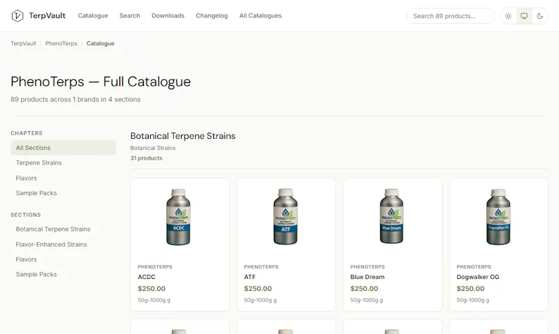 Terpene Supplier Catalogues — TerpVault screenshot 4