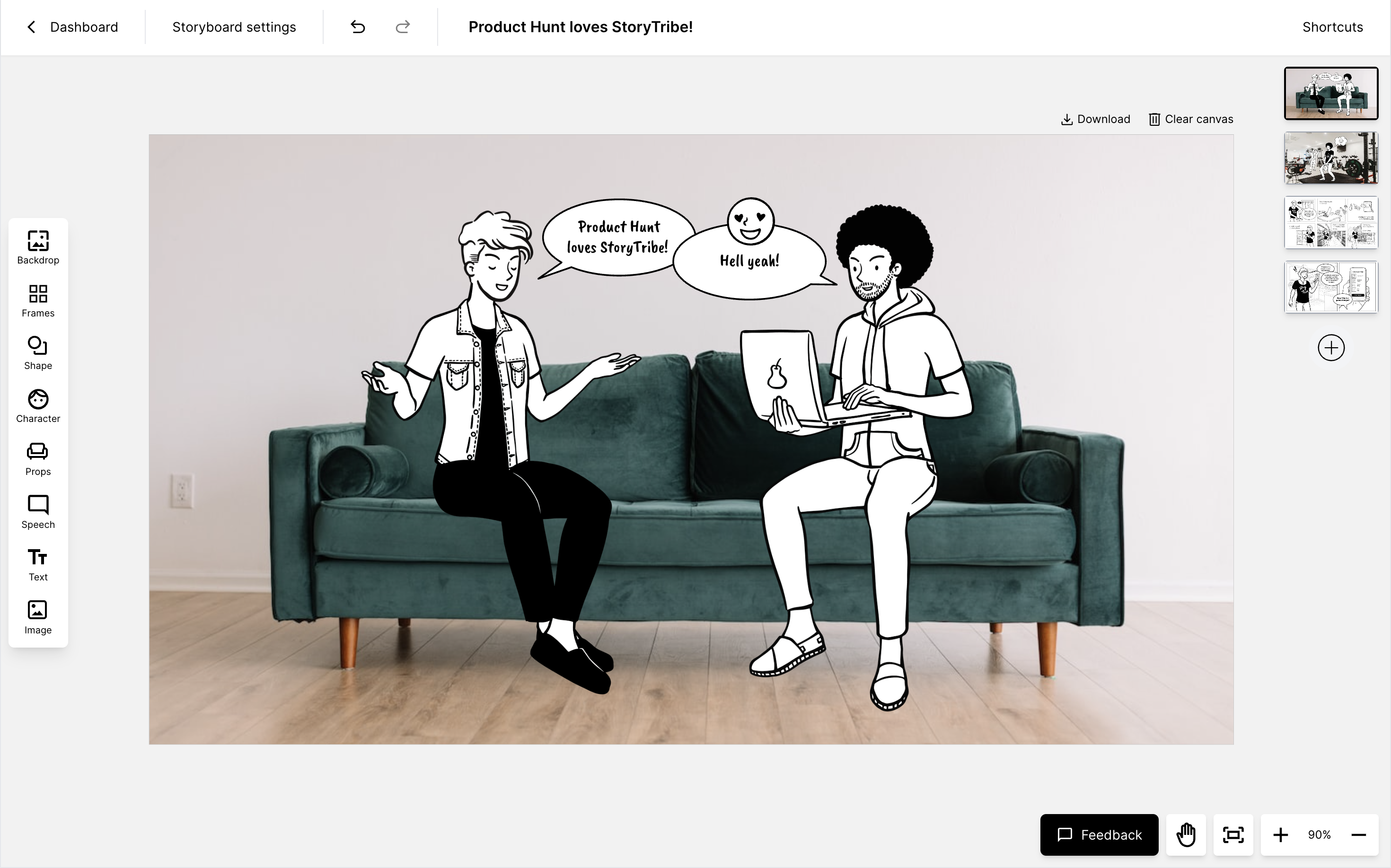 Mídia 4 de StoryTribe - Storyboard de um minuto, como um profissional.