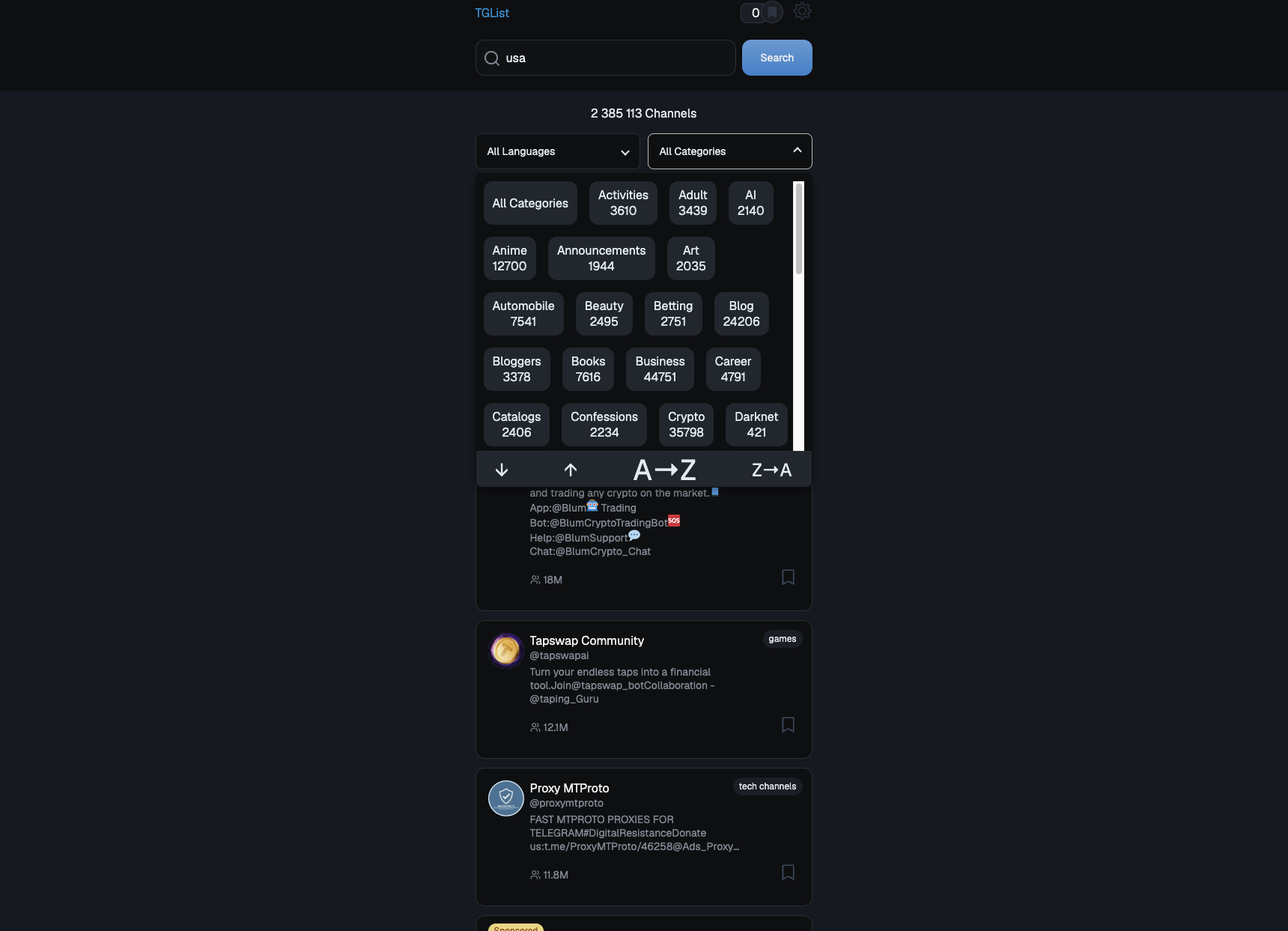 TGList - 2.3M+ Telegram Channels gallery image