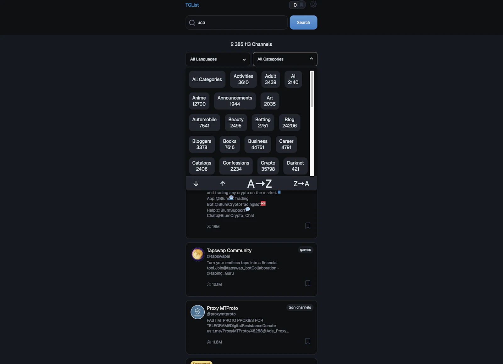 TGList - 2.3M+ Telegram Channels screenshot 6