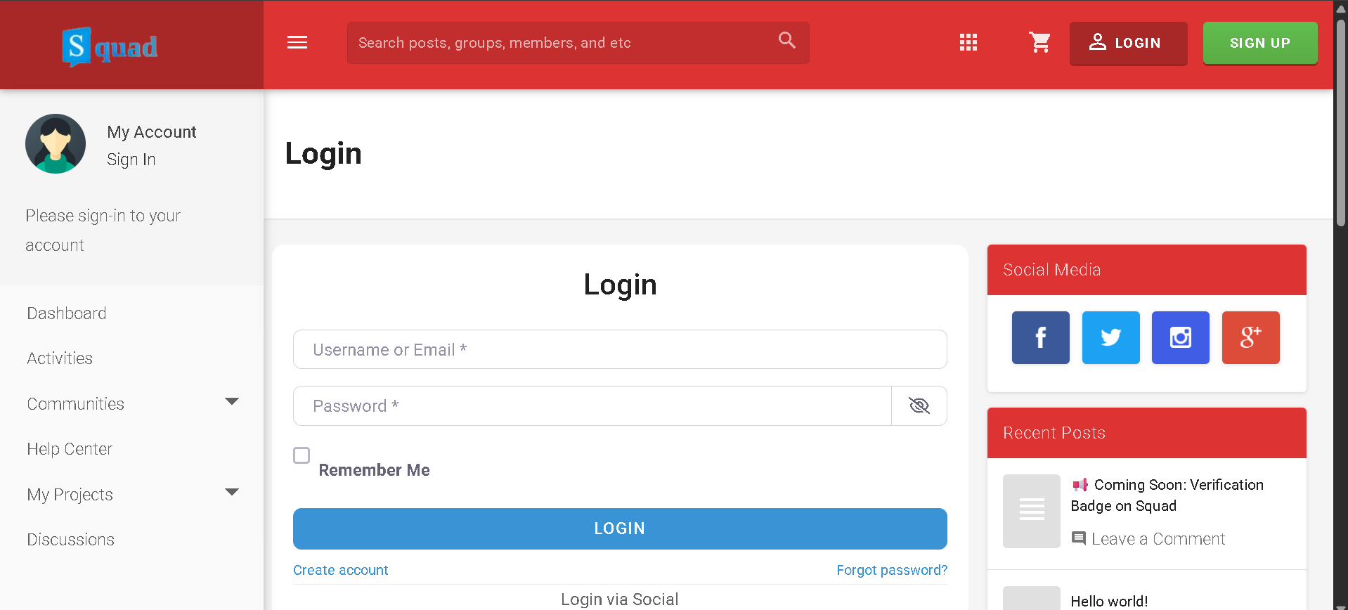 Squad - Main product screenshot demonstrating key features and user interface