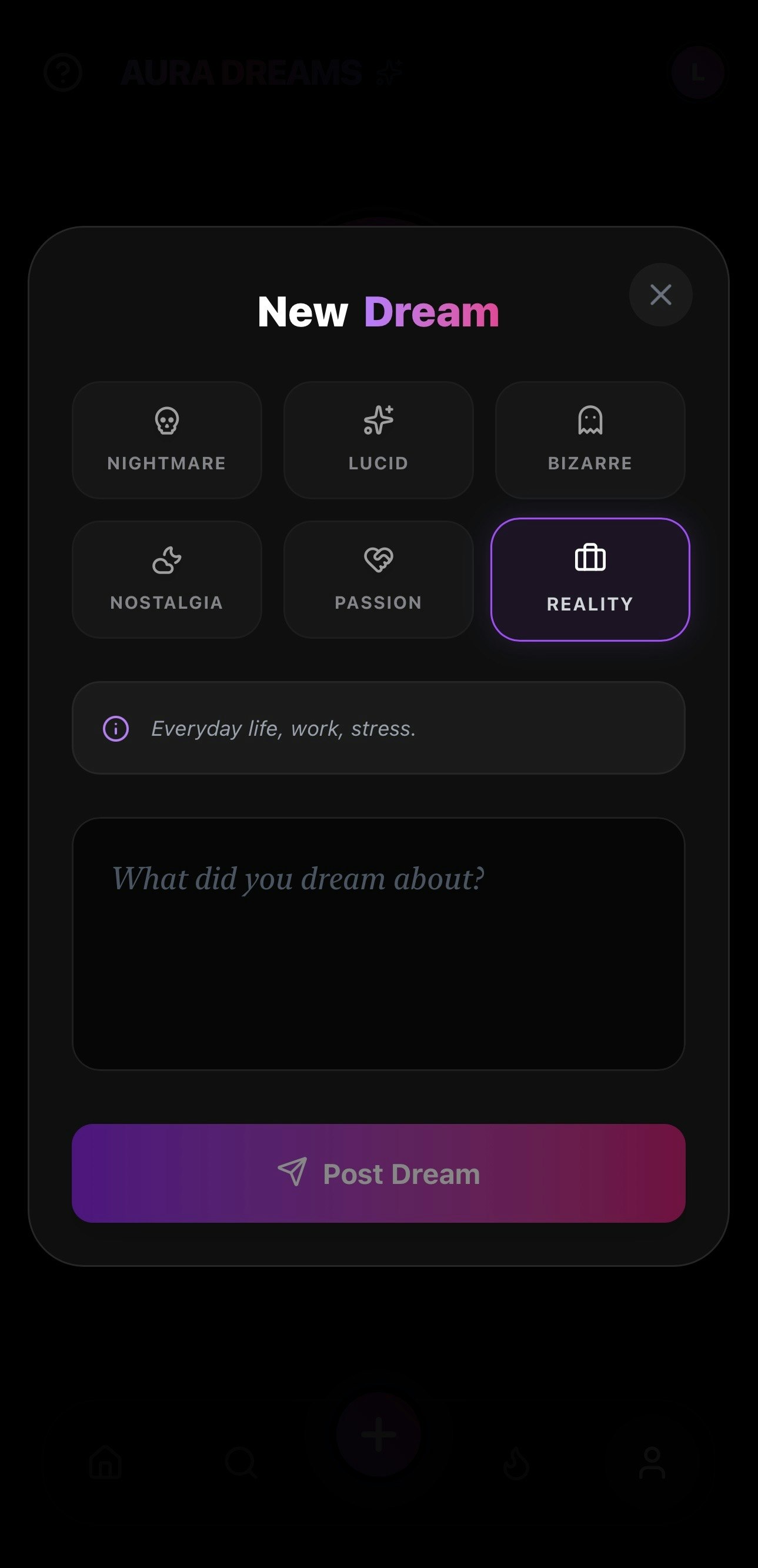 Aura Dreams - Screenshot 4 showing product features and functionality