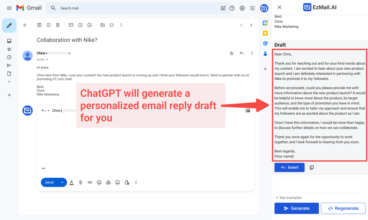 ezmail.ai 확장 - 이메일을 생성하는 Gmail Chrome 확장에 대한 ChatGpt 미디어 4