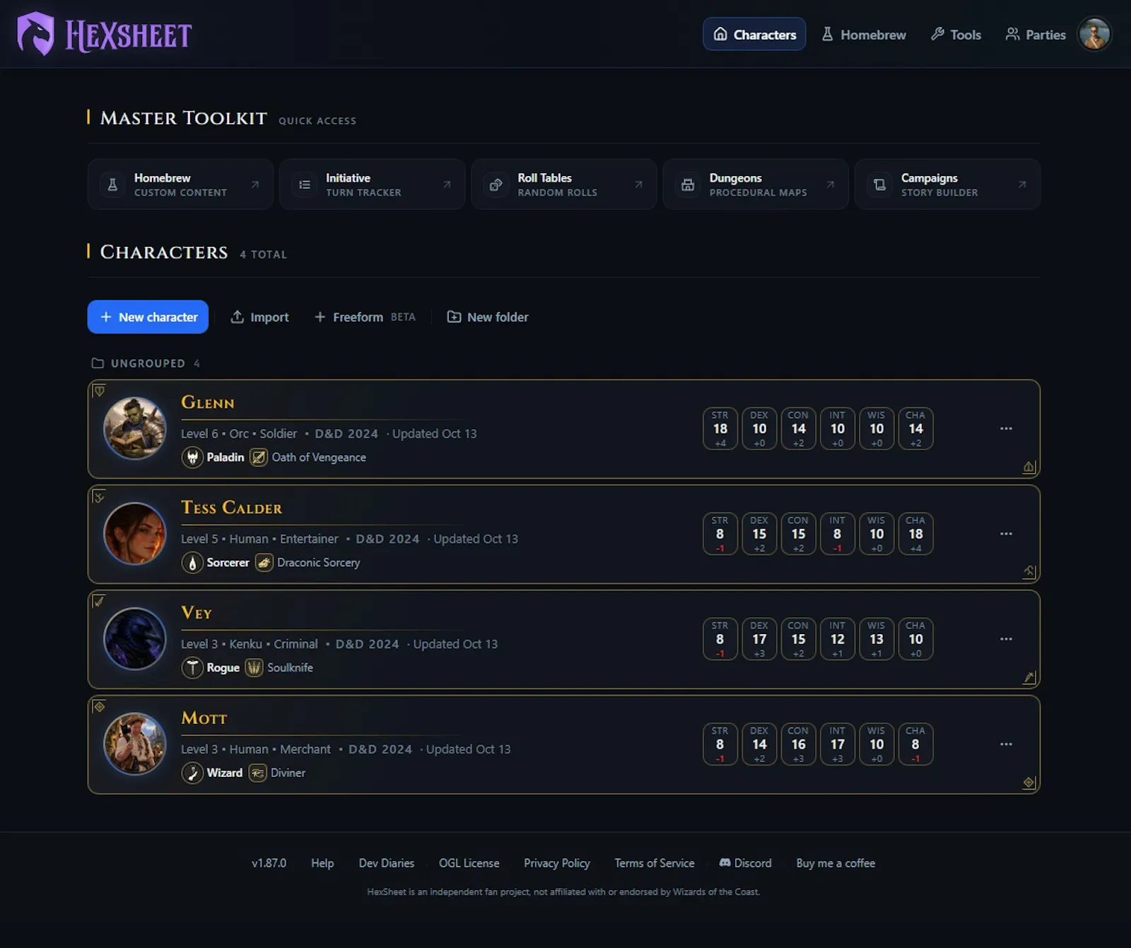 HexSheet screenshot 2