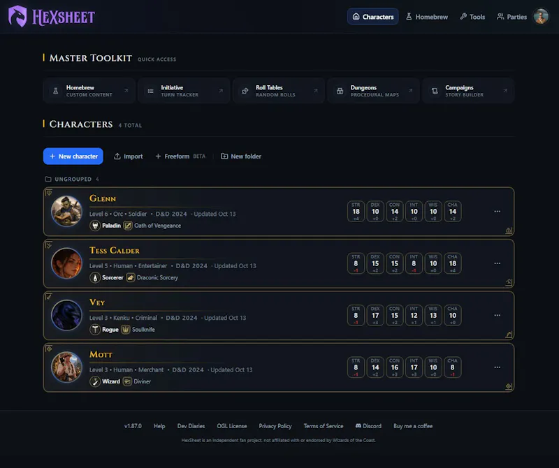 HexSheet screenshot 2
