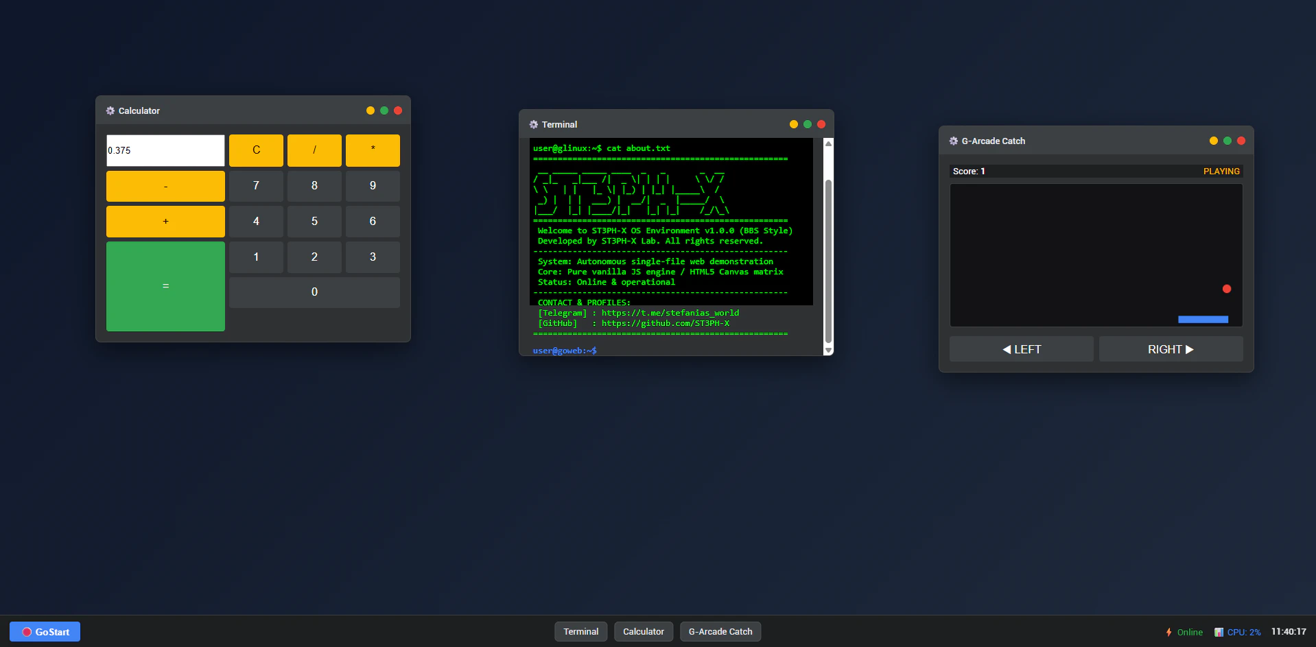GoWeb OS 截图