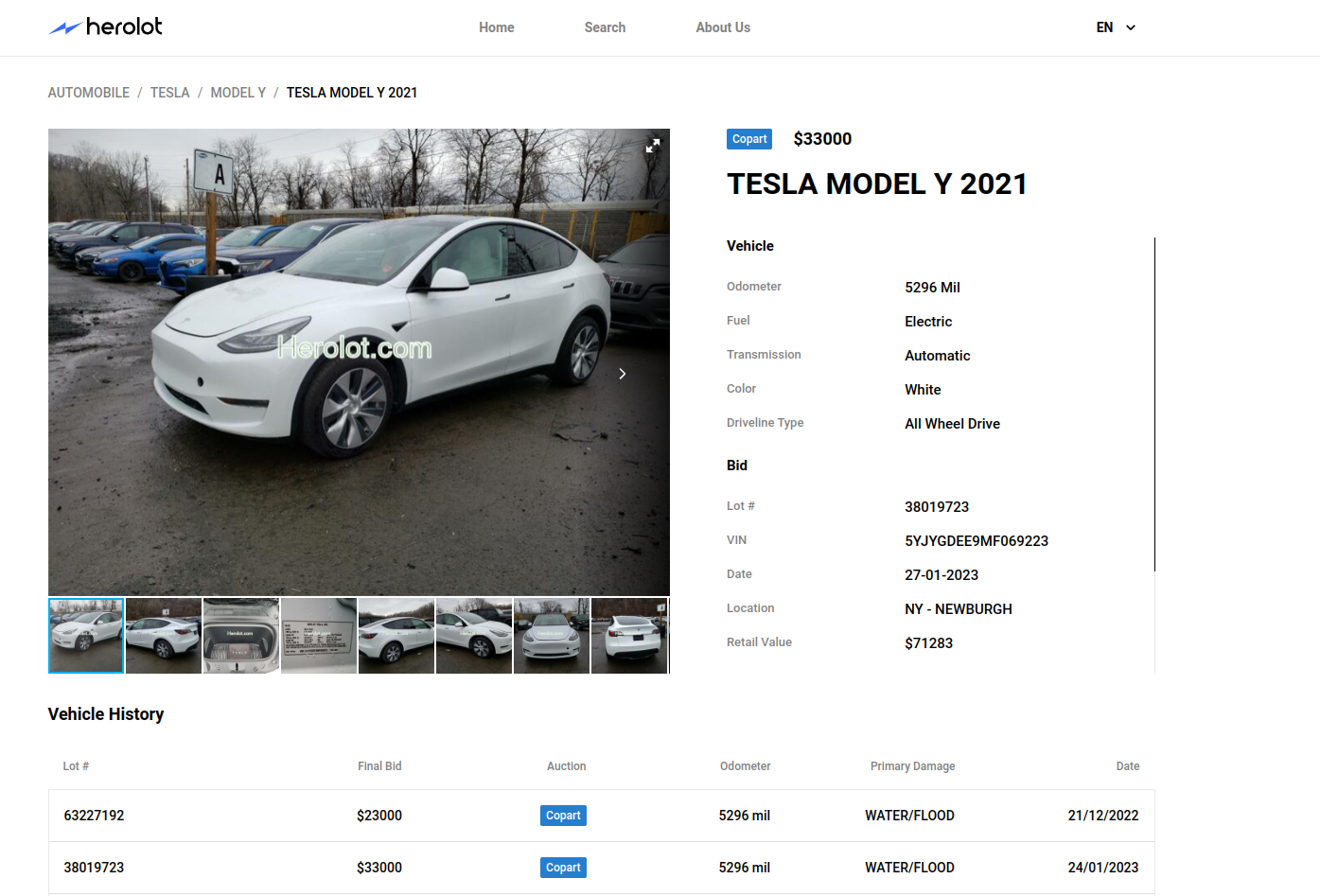 Геролот - Проверьте историю автомобилей/лотов Copart Auction медиа 2