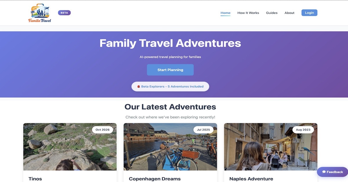 Famila.Travel - Main product screenshot demonstrating key features and user interface