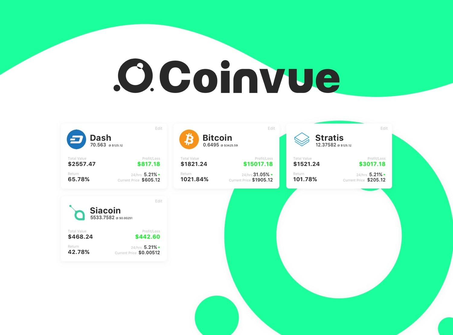 Coinvue - Cryptocurrency Portfolio Tracker gallery image