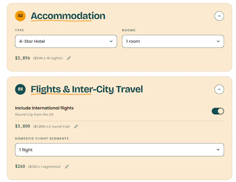 Pack Lightly Trip Budget Calculator screenshot 2