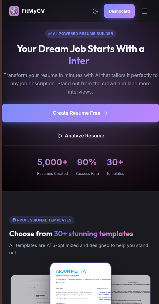 FitMyCV - Screenshot 3 showing product features and functionality