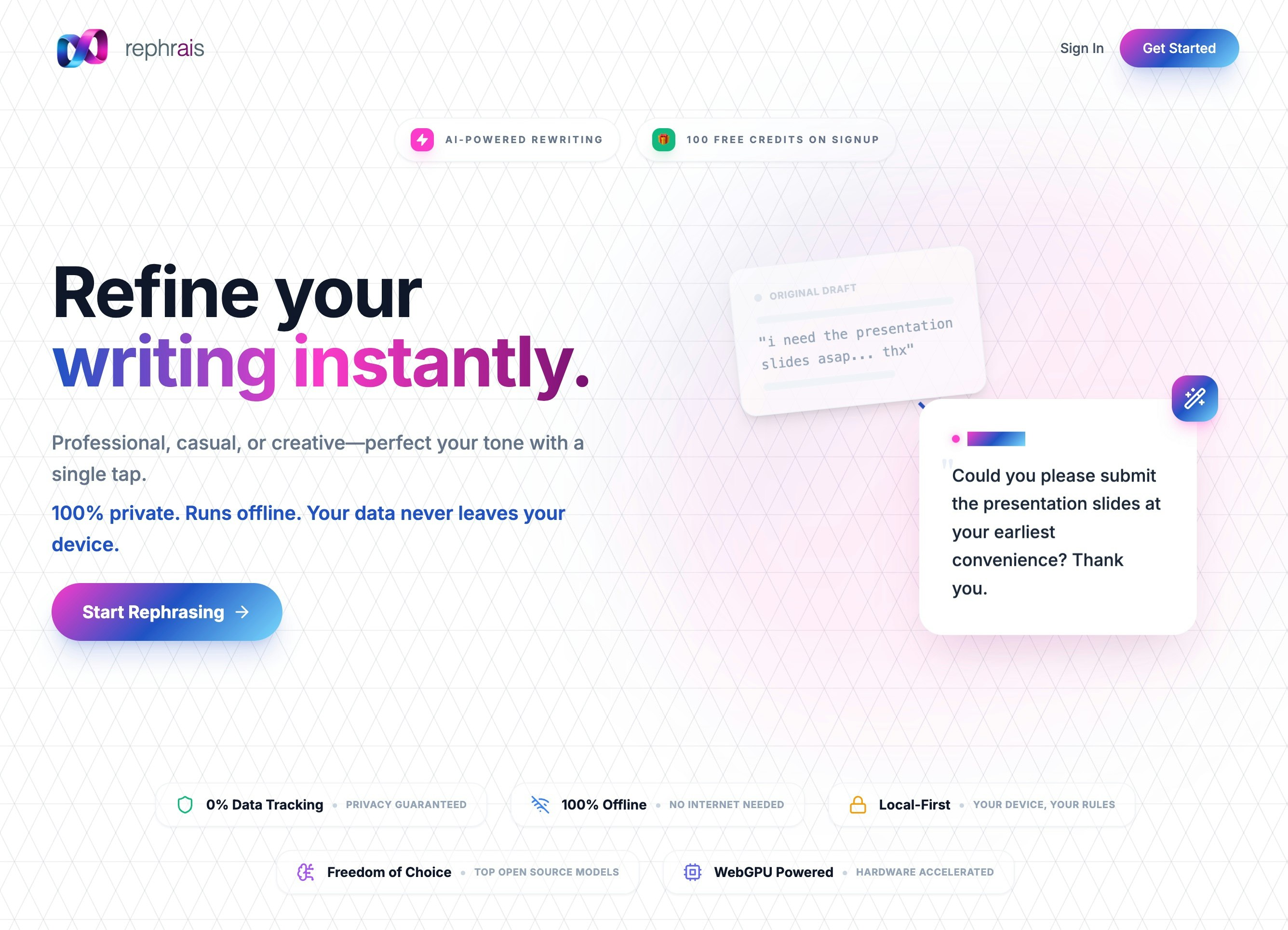 RephrAIs - Screenshot 3 showing product features and functionality