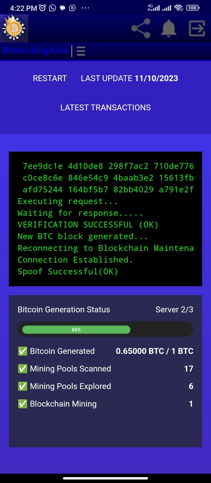 Bitcoin King Auto - Bitcoin -generator - Genereer echte bitcoins naar uw bitcoin -portemonnee -adres media 7