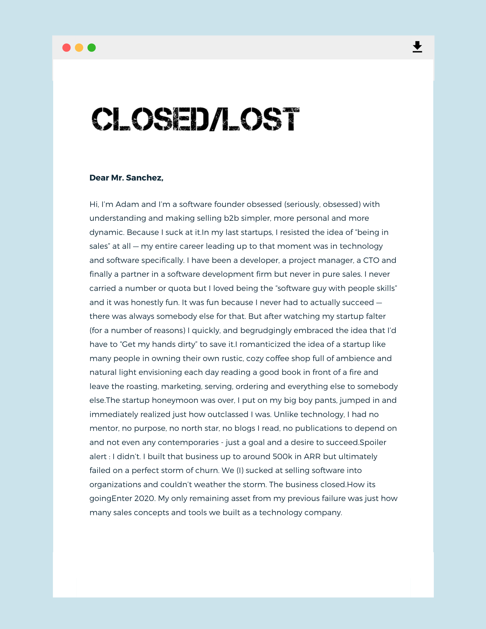 Closed/Lost- Email for founders who sell gallery image