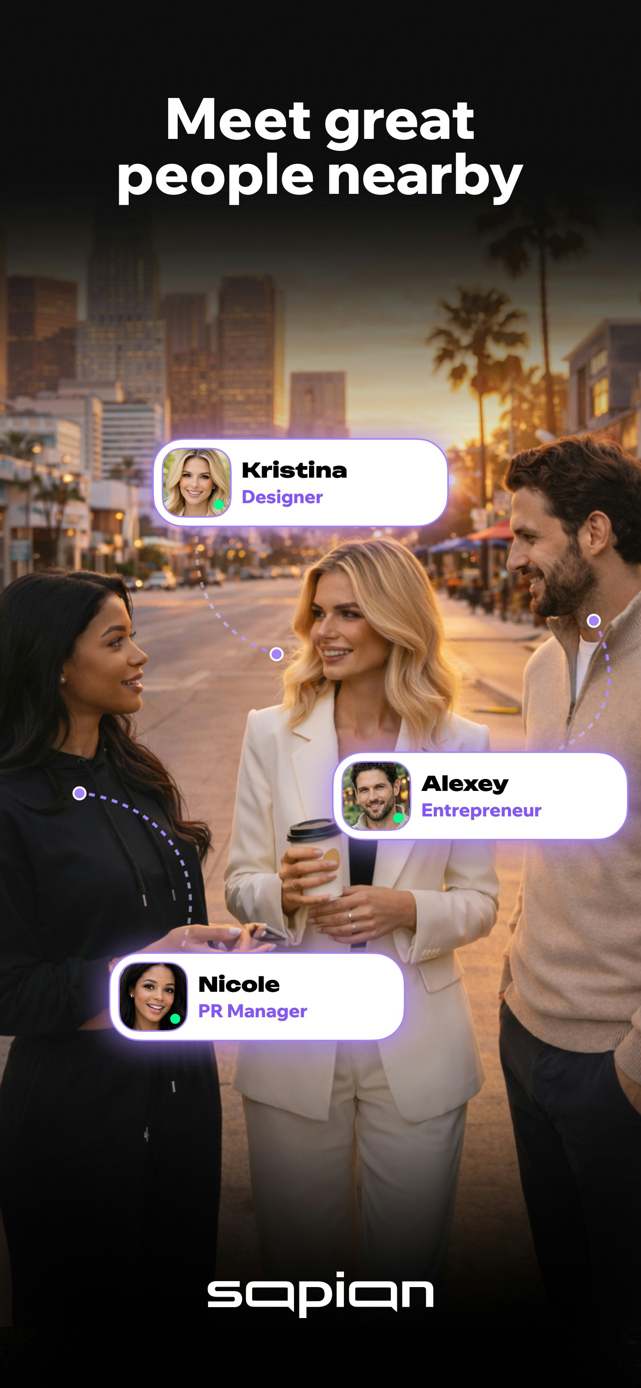 Sapian — Walks & Talks Nearby - Main product screenshot demonstrating key features and user interface