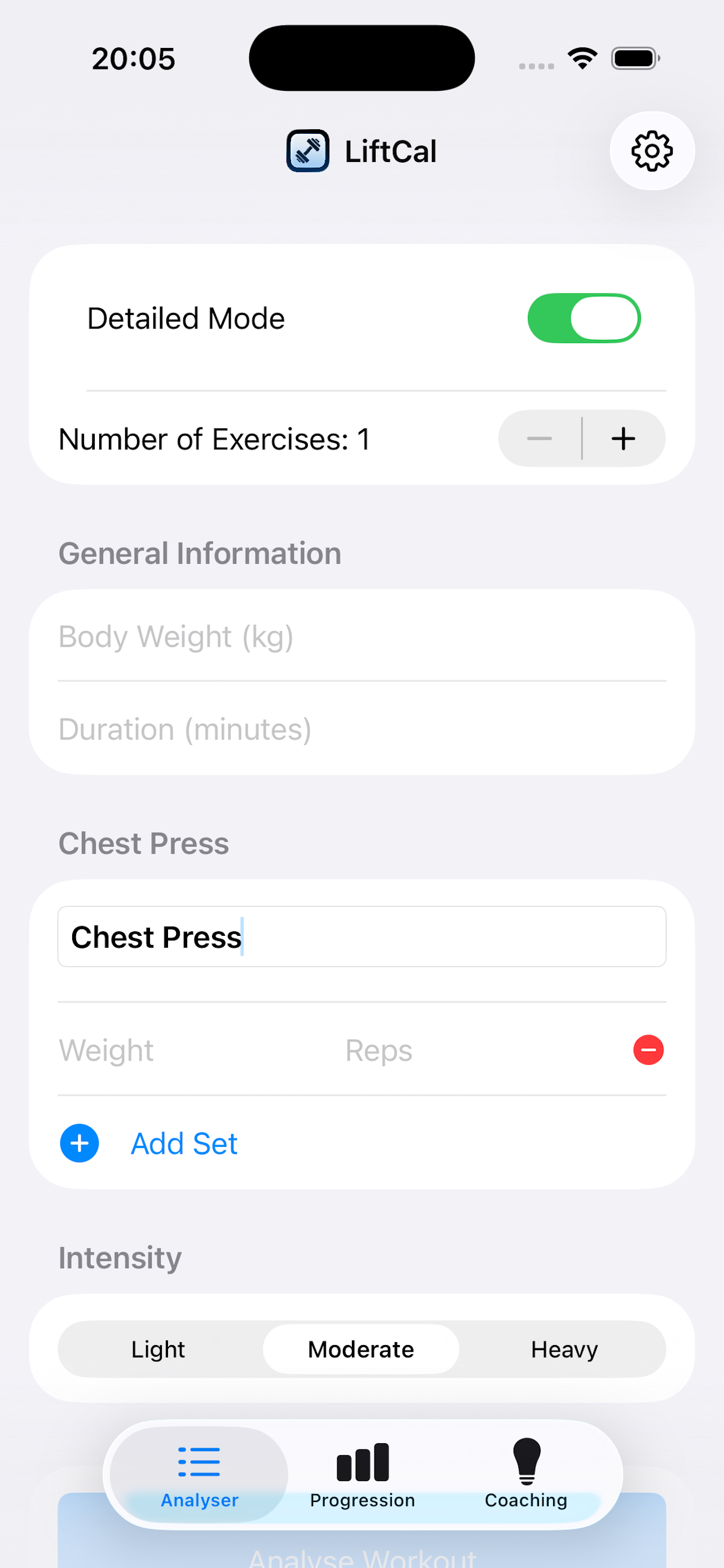 LiftCal - Main product screenshot demonstrating key features and user interface