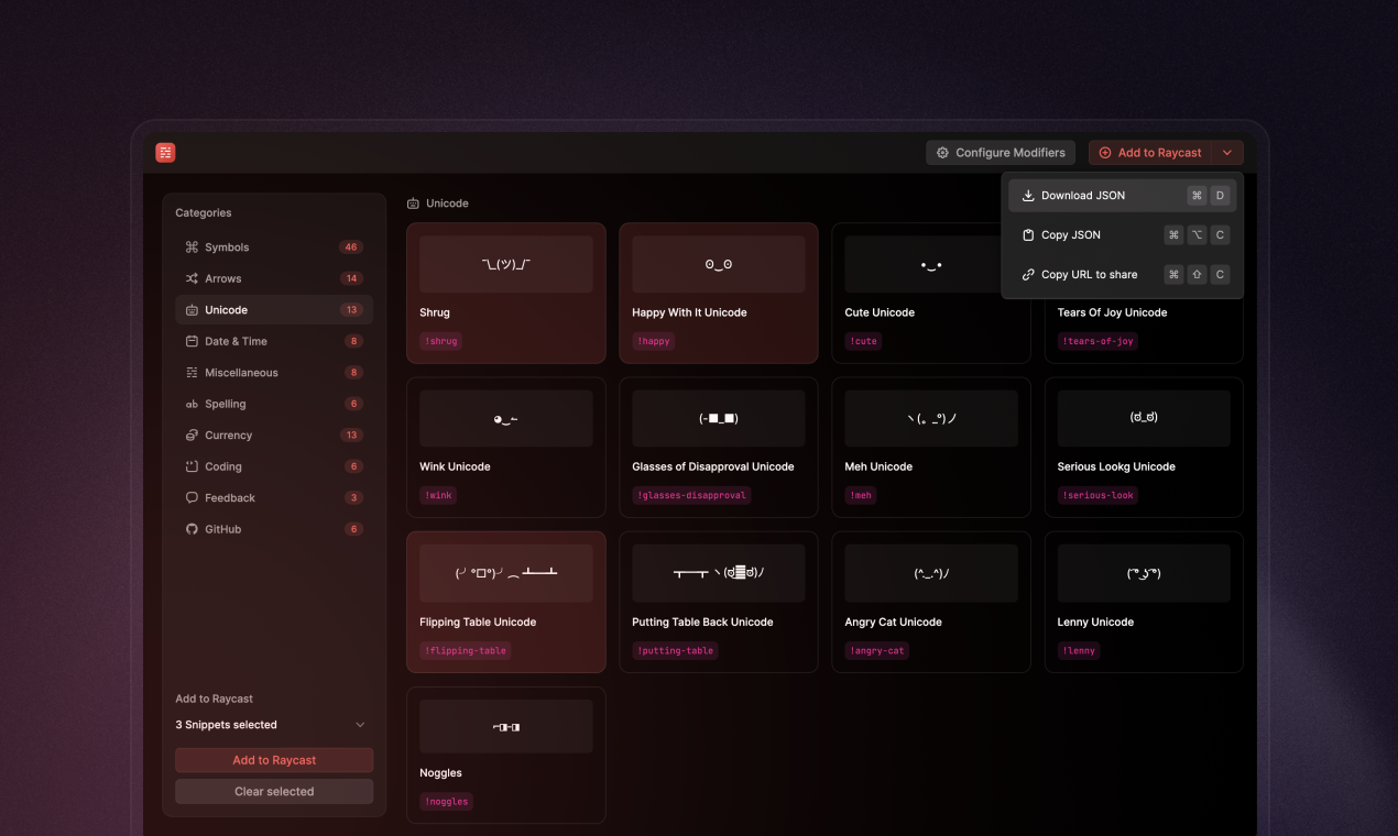 Snippet Explorer por Raycast media 3