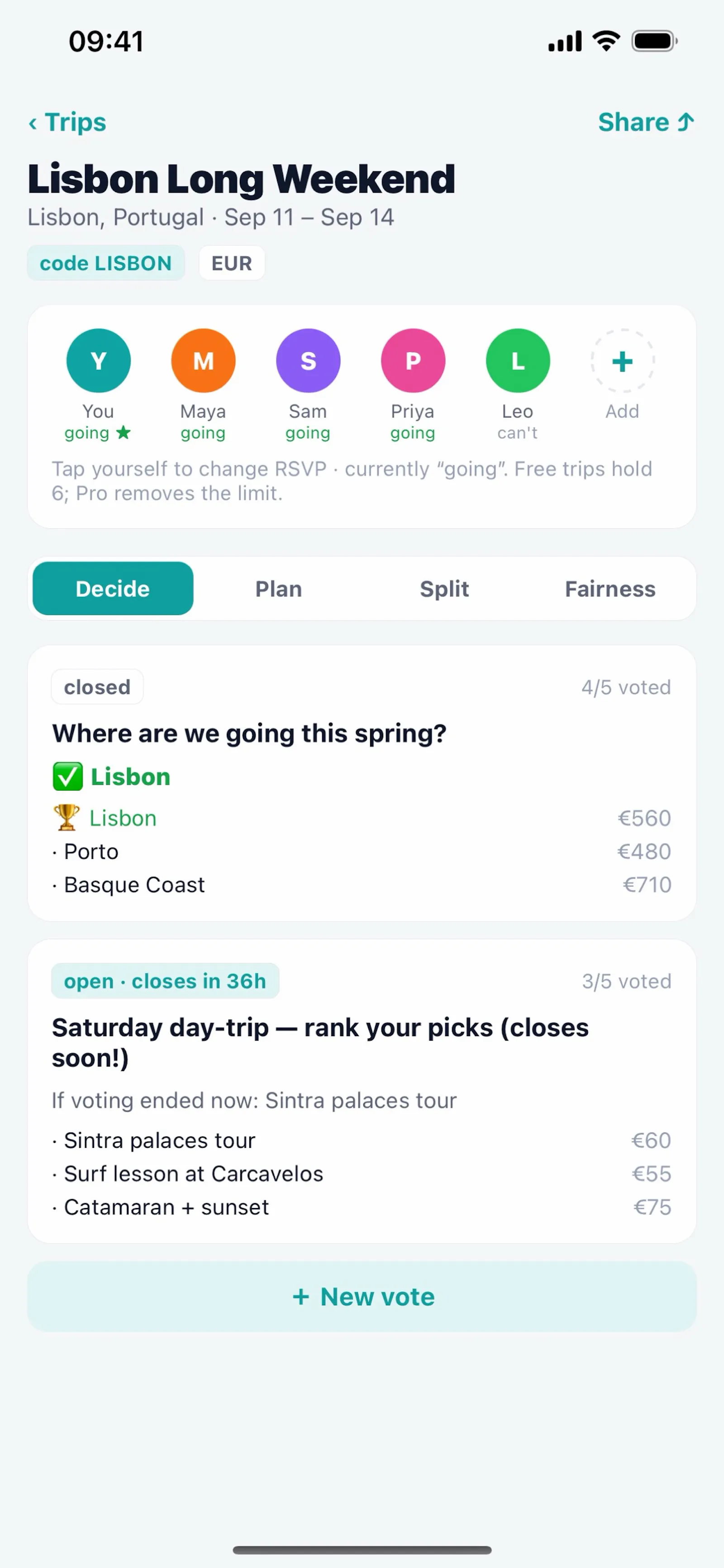 TripTable screenshot 2