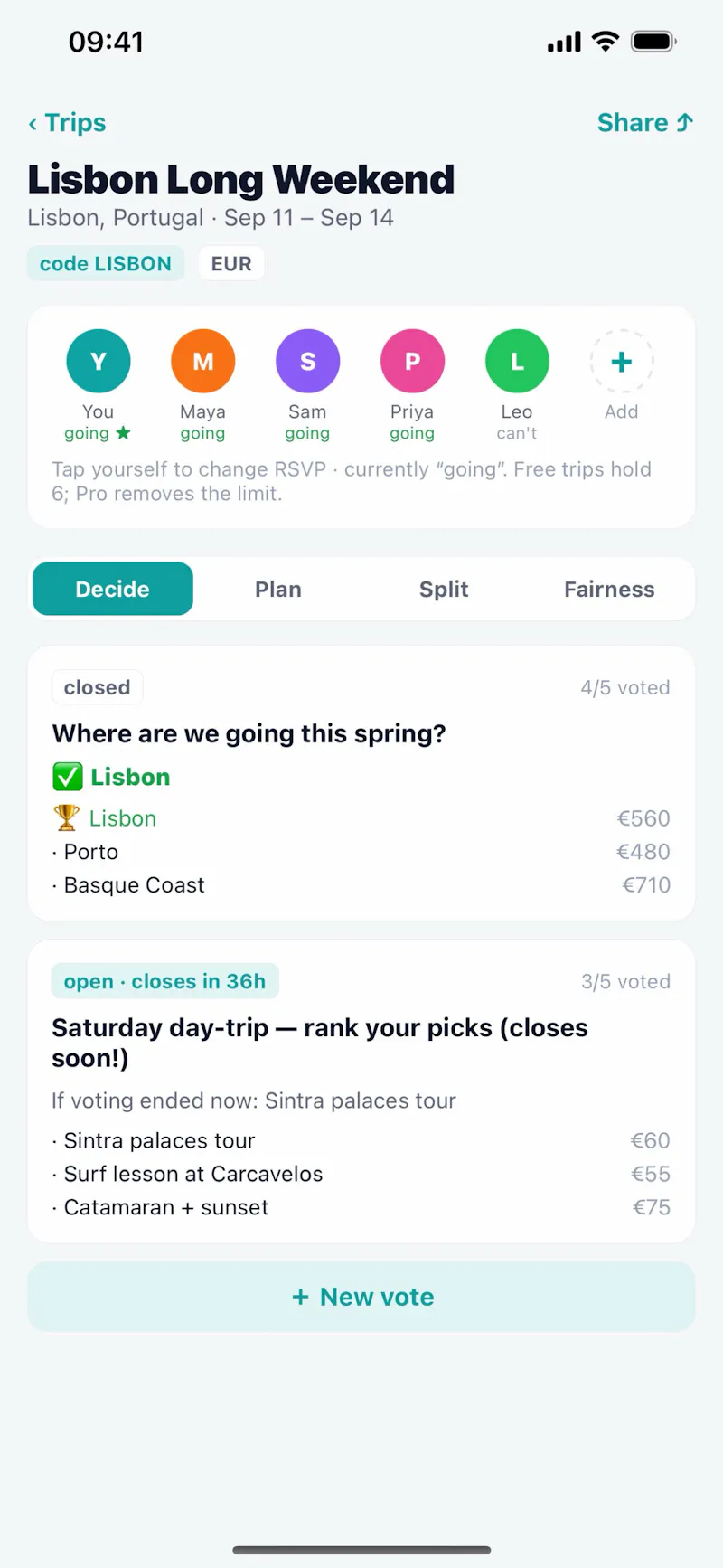 TripTable screenshot 2
