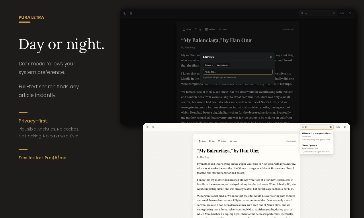Pura Letra - Screenshot 2 showing product features and functionality