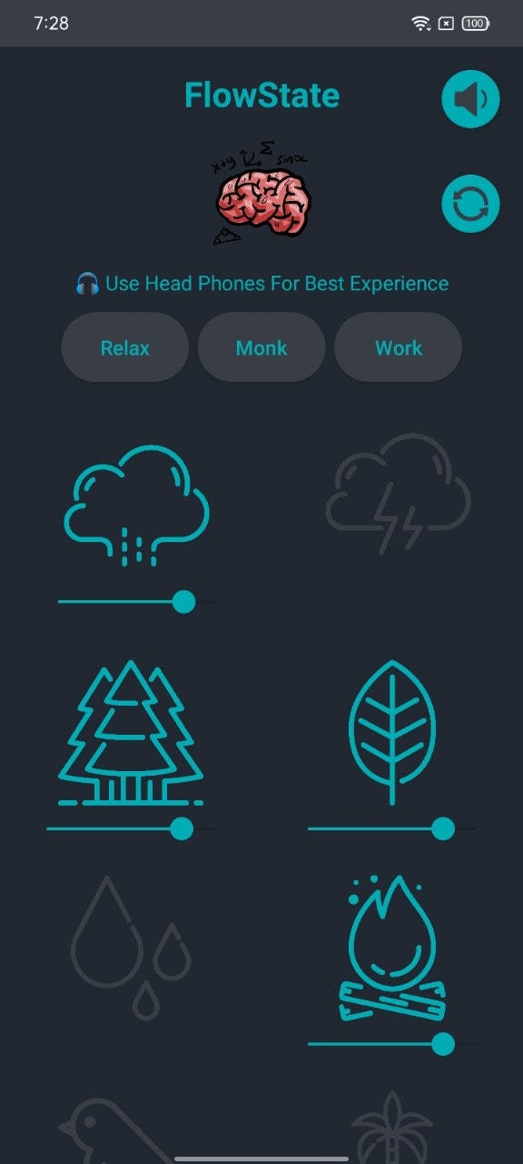 Mídia 1 de FlowState - Seu aplicativo Android de som de som ambiente produtivo gratuito