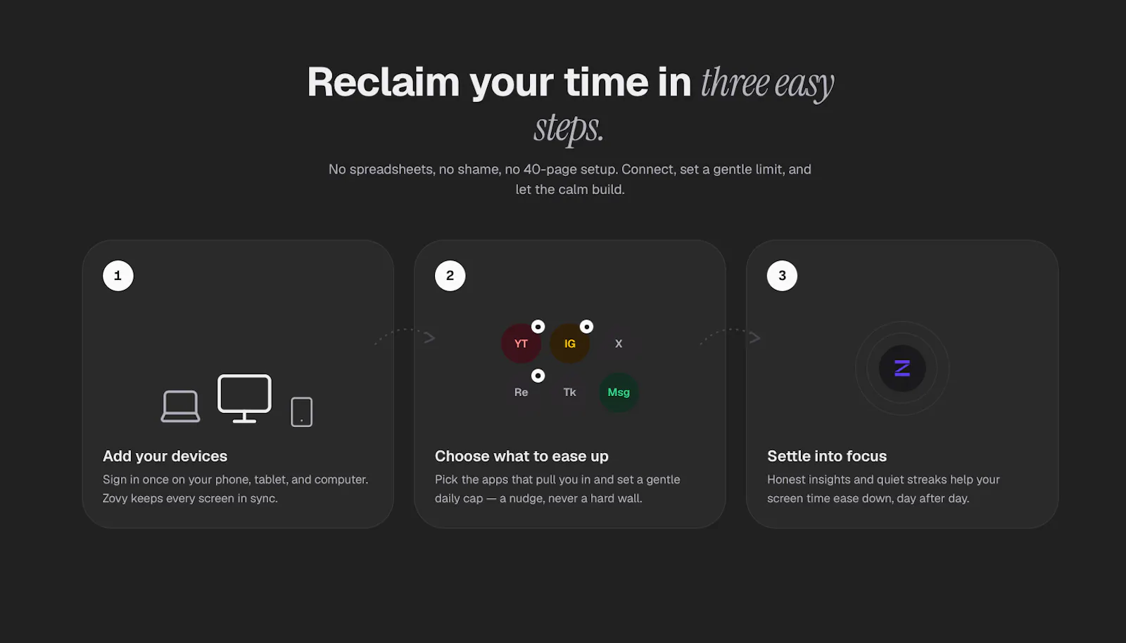 Zovy — Less screen, more life. screenshot 1