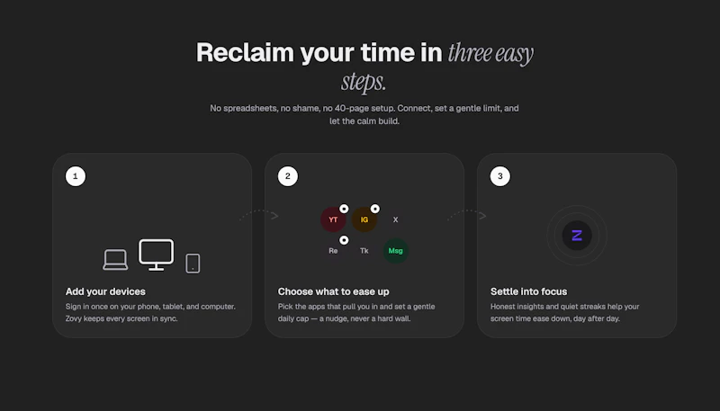 Zovy — Less screen, more life. screenshot 1