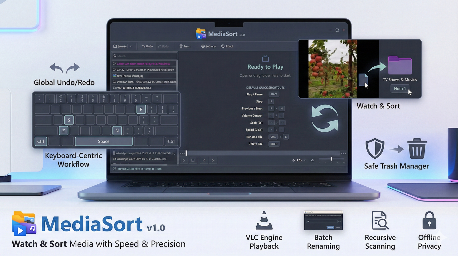MediaSort - Main product screenshot demonstrating key features and user interface