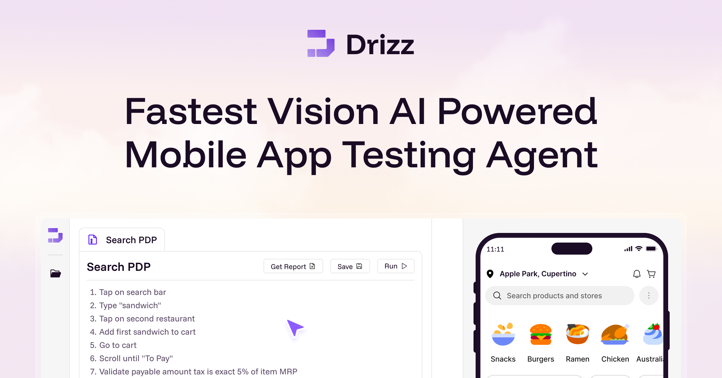 Drizz - Main product screenshot demonstrating key features and user interface