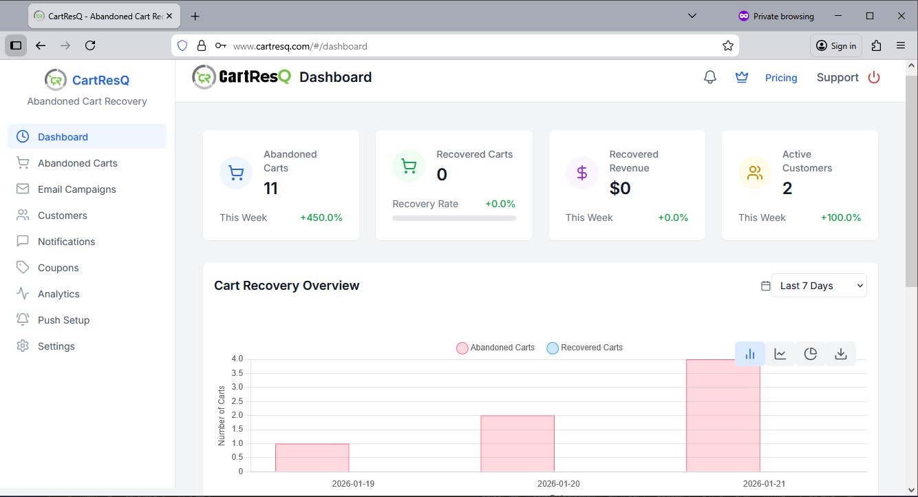 CartResQ - Screenshot 3 showing product features and functionality