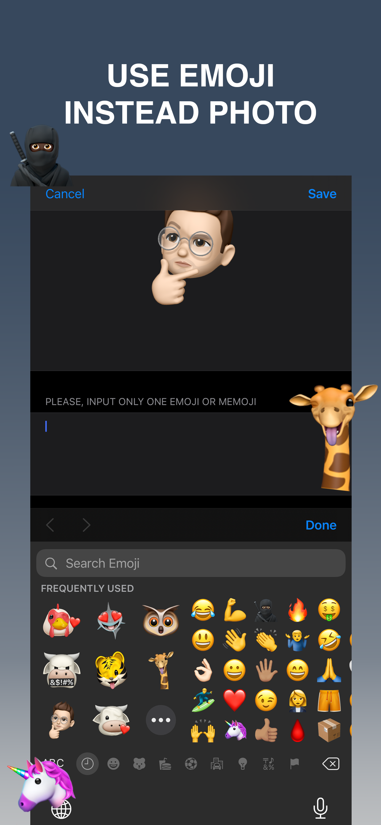 Poll option use emoji instead photo image