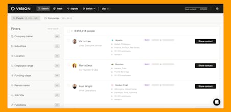 包括的な組織図のイメージ：Visionを使用して関連する業界の専門家を見つけるために、詳細な組織図に没頭してください。