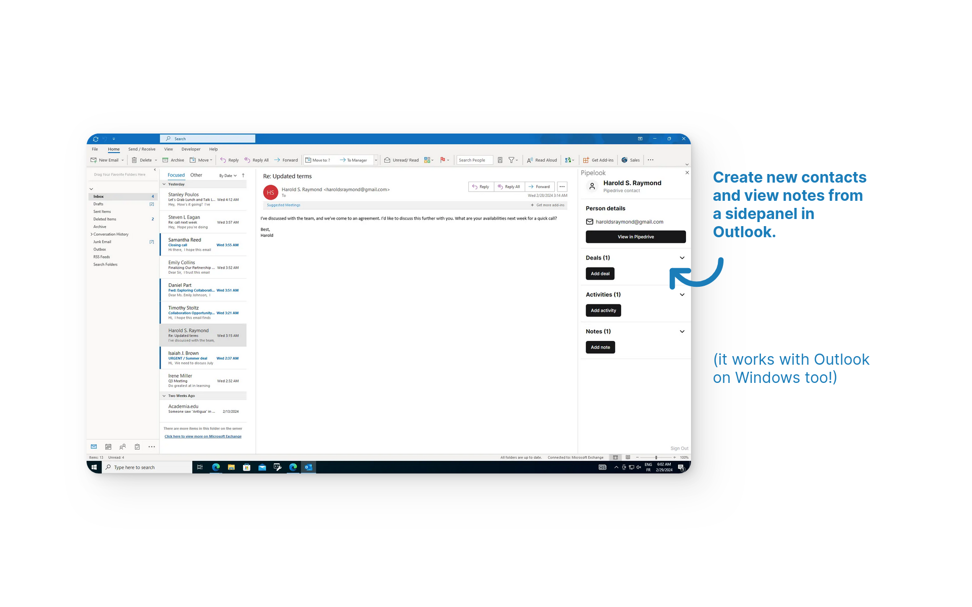 파이프 로우 - Pipedrive CRM을 Outlook 사서함에 가져 오십시오! 미디어 4