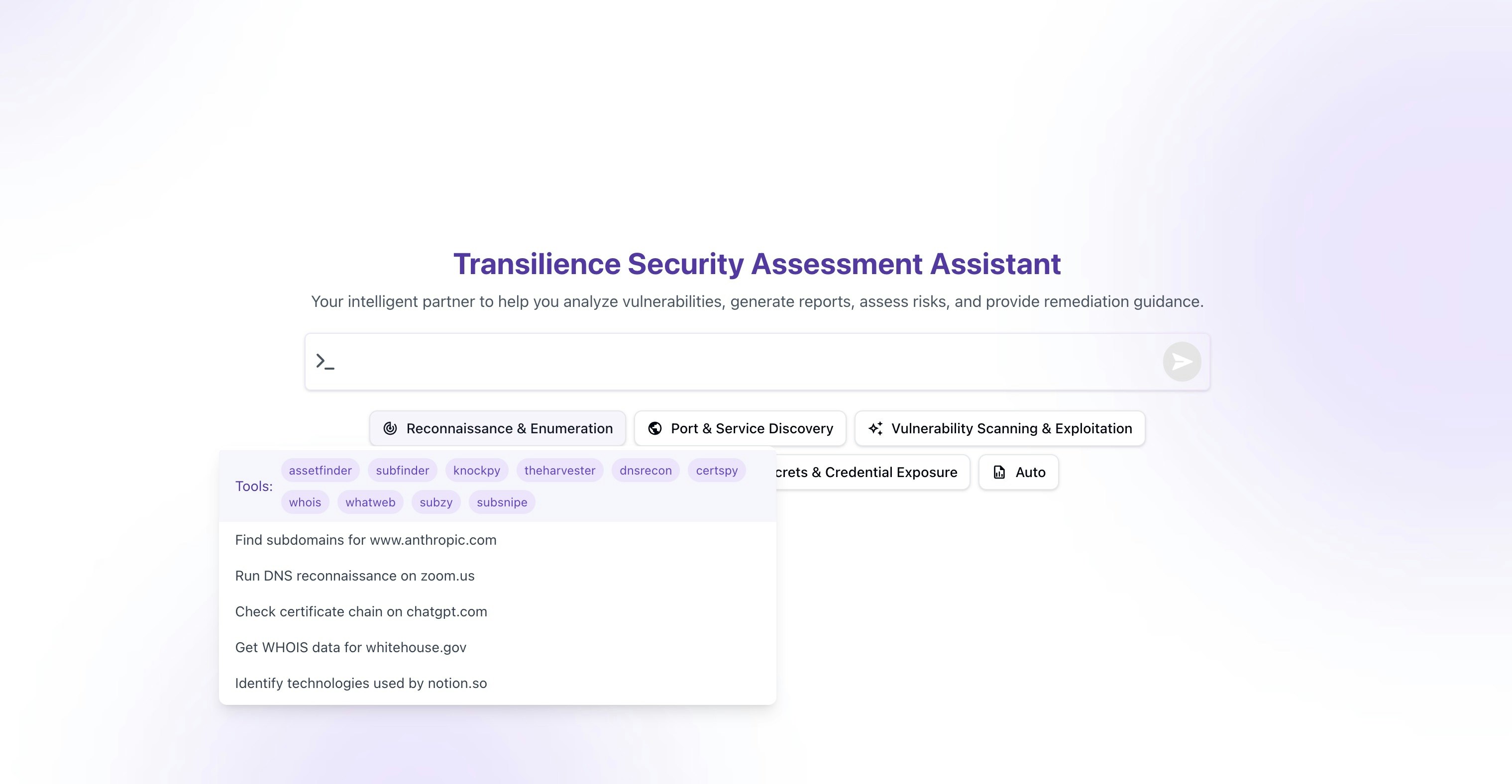 Transilience Güvenlik Değerlendirme Temsilcisi - AI, Insights ve Raporlar ile Güvenlik Testini Basitleştirin medya 2
