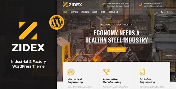 Média Zidex - Thème WordPress d'usine de l'industrie 1