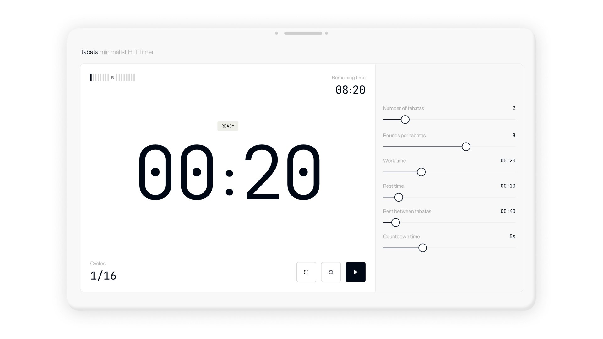 Tabata.page - Minimale, aanpasbare Tabata -timer, direct in uw browser media 1