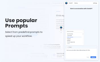Blixem | ChatGPT conversational sidebar gallery image