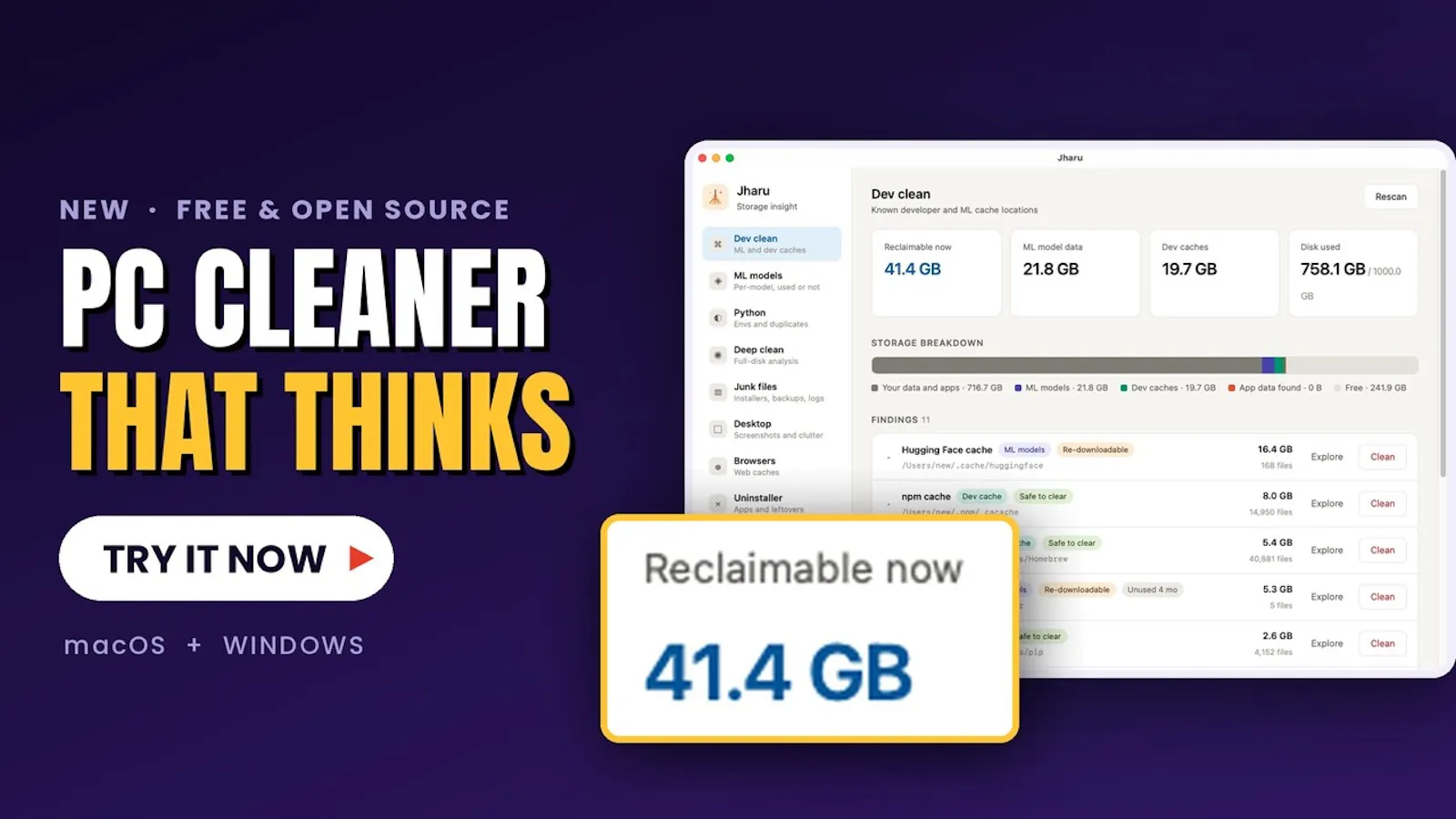Jharu -A disk cleaner that can think. screenshot 1 (video preview)