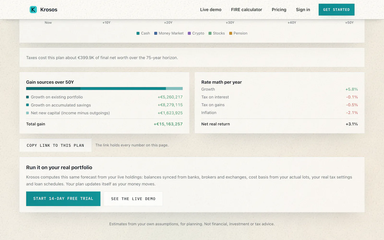 Krosos FIRE Calculator screenshot 2