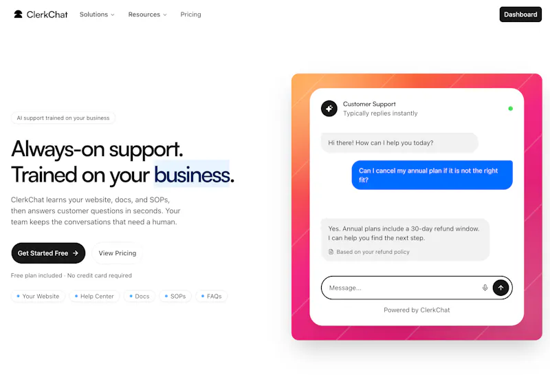 ClerkChat.co screenshot 1