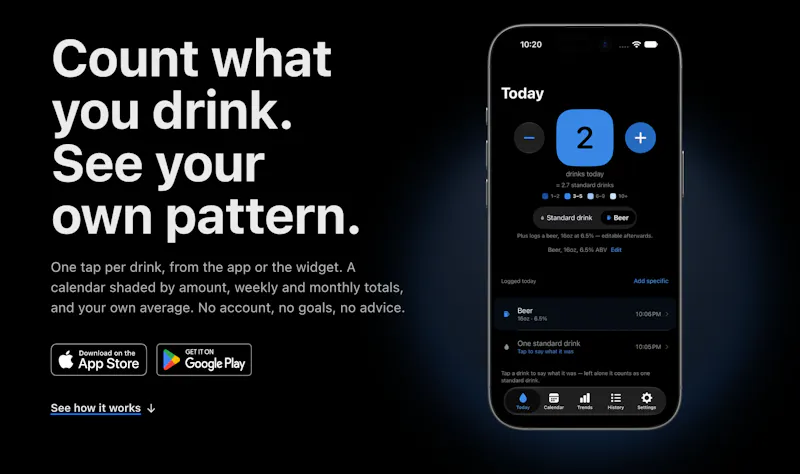 Tallyist: an alcoholic drink tracker. screenshot 1