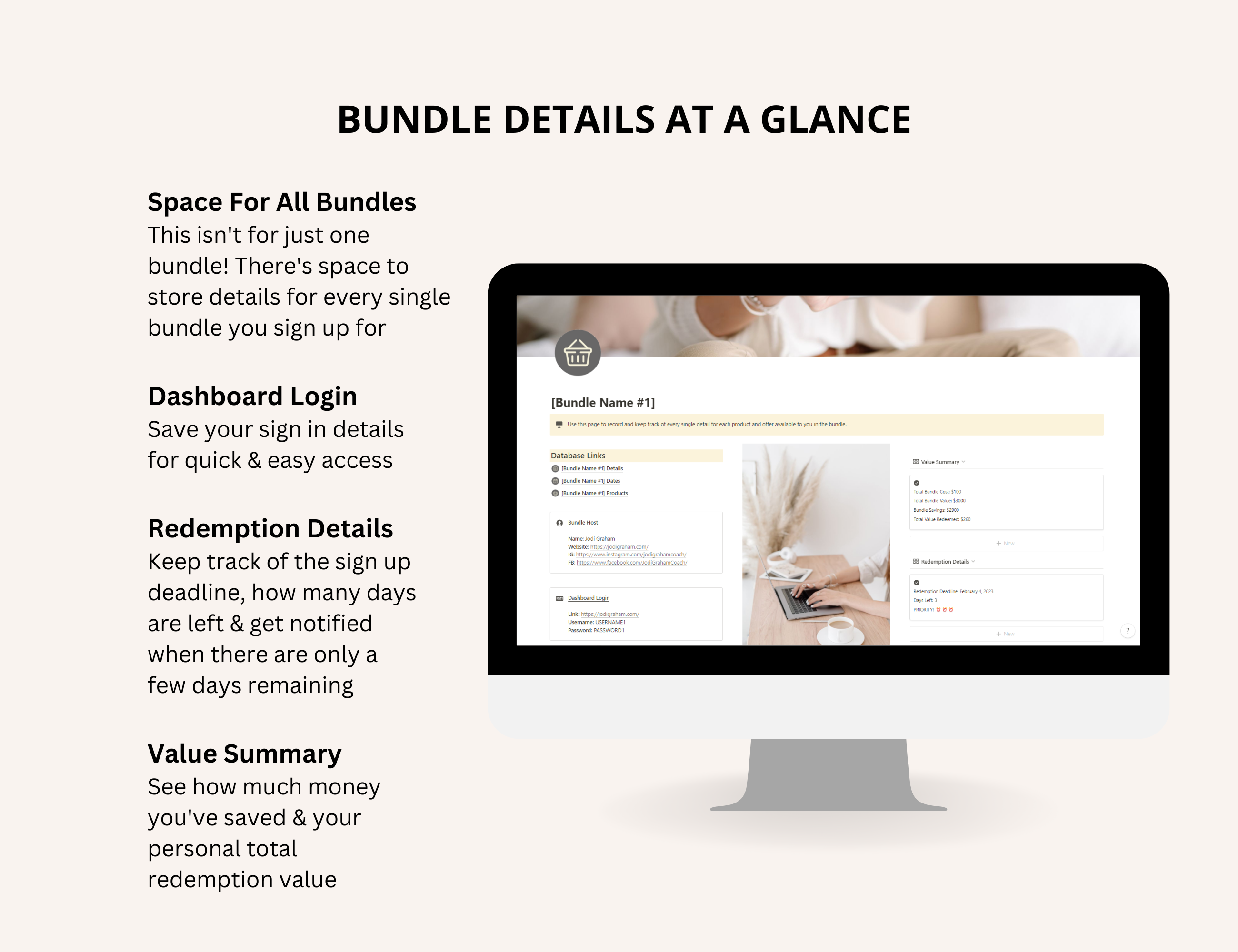 เทมเพลตความคิดตัวติดตามมัด - Bundle Buyers: จัดระเบียบชุดออนไลน์ที่คุณสมัครใช้งาน! media 5