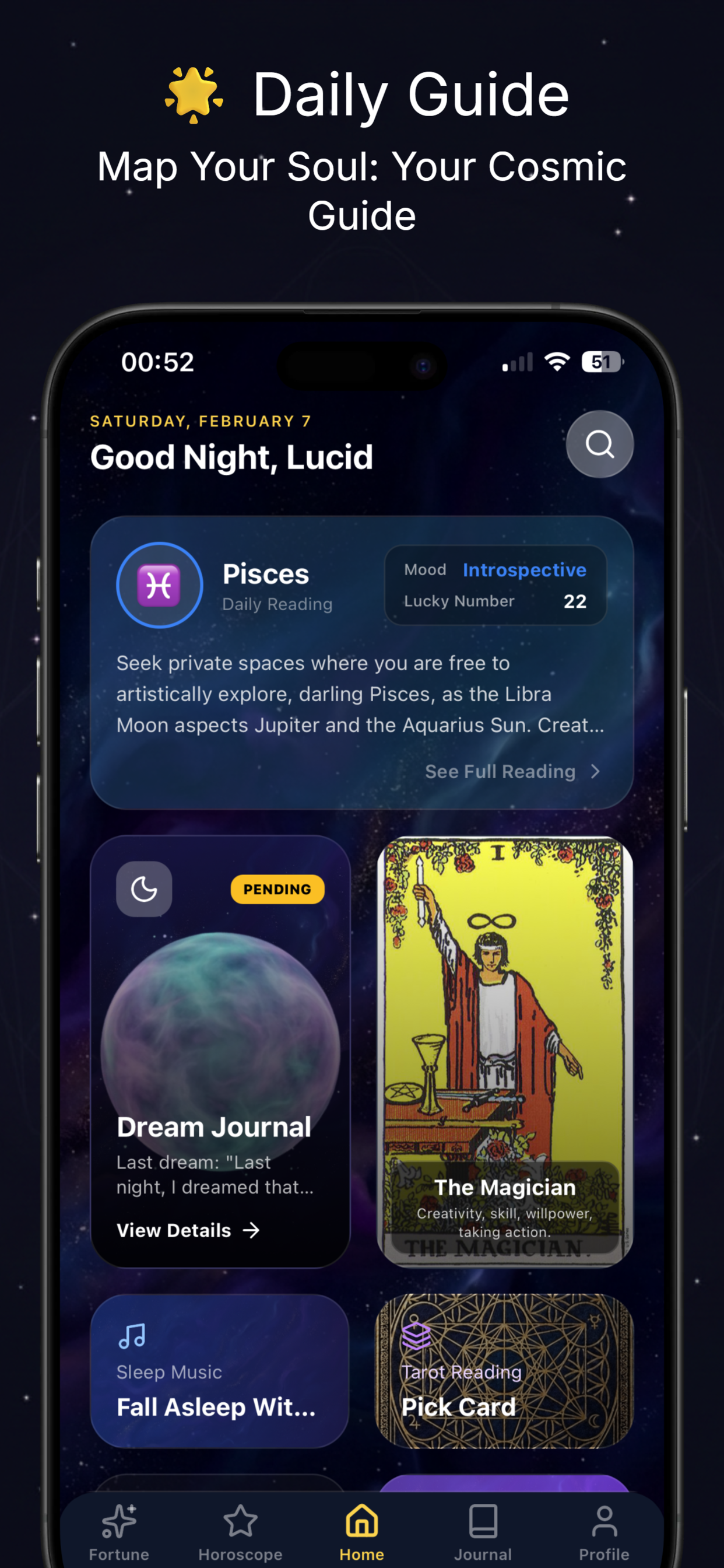 Lucid AI: Dream Journal& Sleep&Fortune - Main product screenshot demonstrating key features and user interface