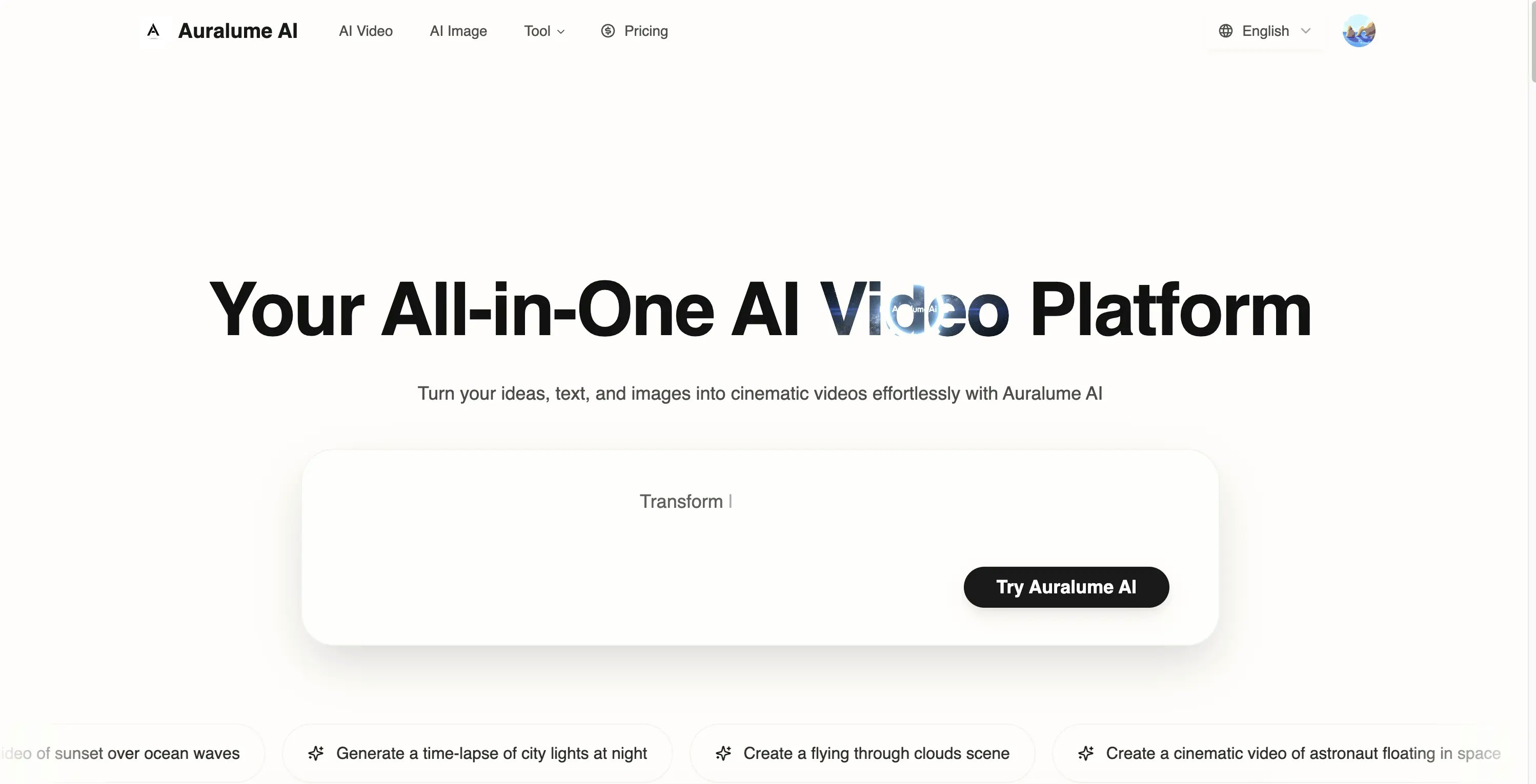 Auralume AI - Main product screenshot demonstrating key features and user interface